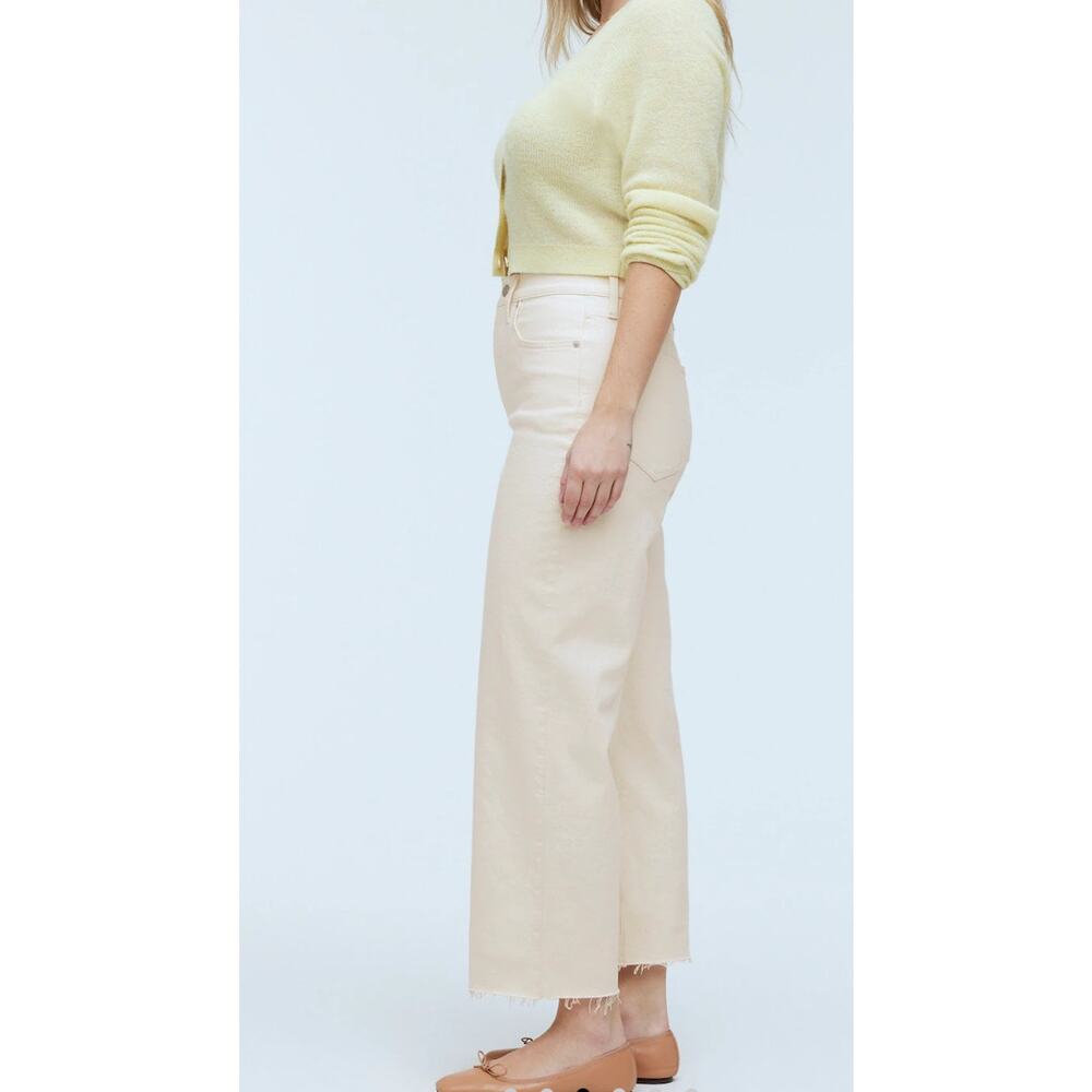 Madewell The Perfect Vintage Wide-Leg Crop Jean White Raw Hem 28 Tall